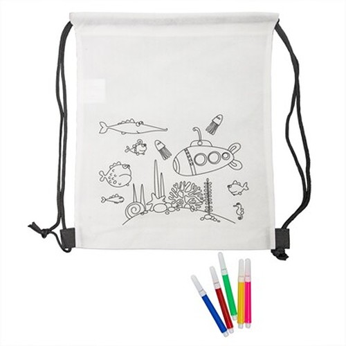 Sac à cordon à colorier avec feutres - Personnalisable