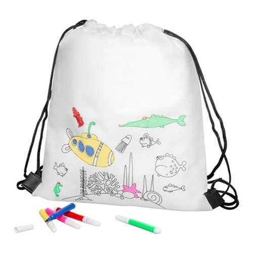 Sac à cordon à colorier avec feutres - Personnalisable