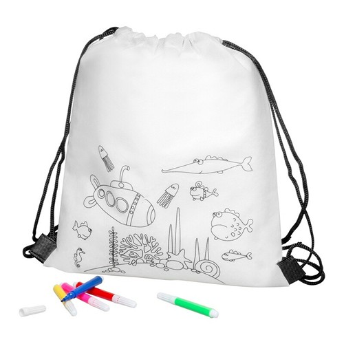 Sac à cordon à colorier avec feutres - Personnalisable