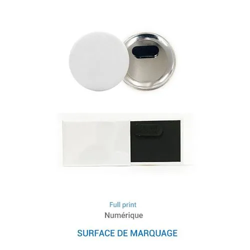 Badge AIMANTÉ - Rectangle Finition Brillant 45 x 68 mm