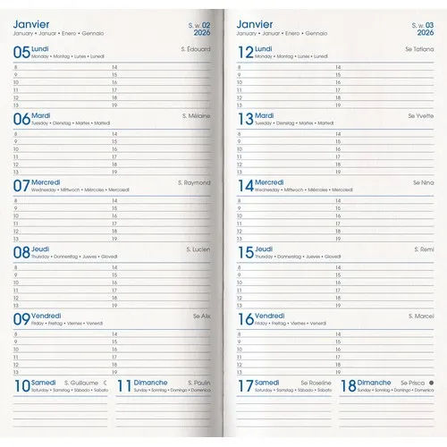 SEMAINIER DE POCHE PVC