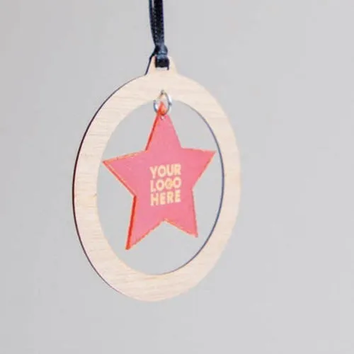 Décoration de Noël étoile en biomatériau - Cercle bois personnalisable