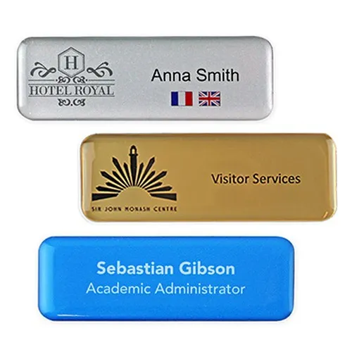 Badges Nominatifs Personnalisés Finition Résine Brillante
