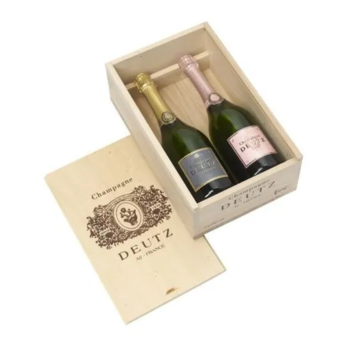 Coffret Duo Panachées - Champagne Deutz Brut Classic & Rosé en Caisse Bois