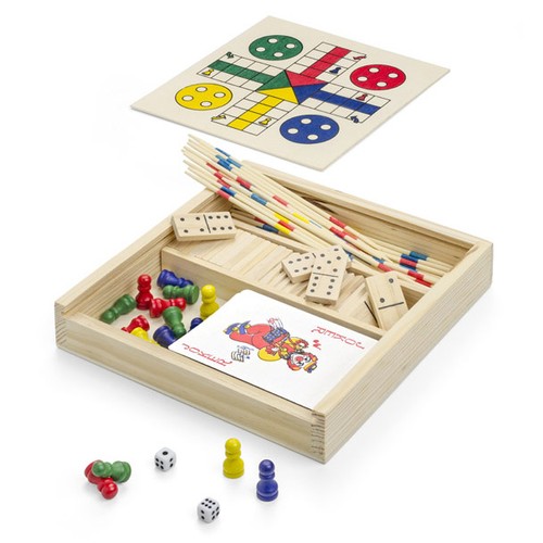 Coffret 4 Jeux en Bois Personnalisable - Cadeau d'Entreprise Premium
