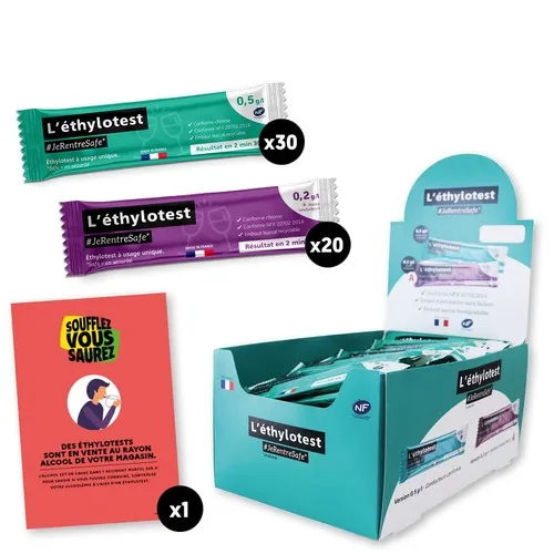 Éthylotest Personnalisable 0,2 g/l Jeunes Conducteurs - Norme NFX