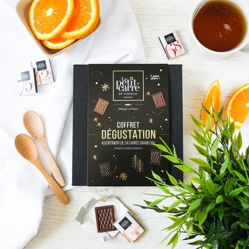 Coffret Dégustation 24 Carrés de Chocolat Personnalisable