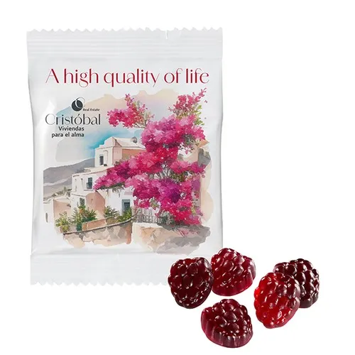 Gommes fruits cornichons VEGAN personnalisables - Sachet publicitaire