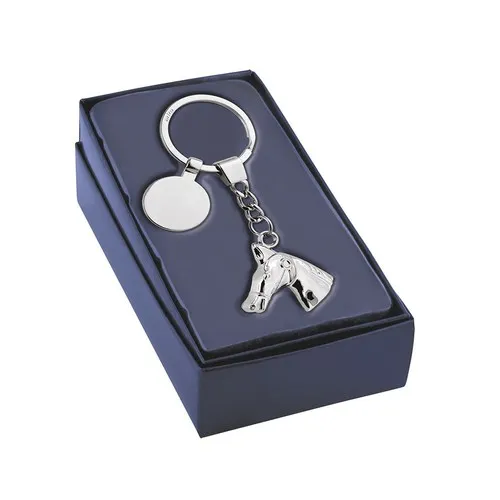 Porte-clés Tête de Cheval en Métal Chromé Personnalisable