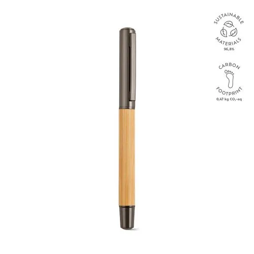 Stylo Aeschylus en bambou et inox, encre bleue 2 km