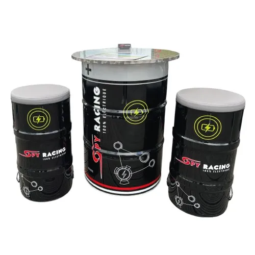 Pack Expo Bidon Premium 220L + 2 Tabourets - Fabrication Française