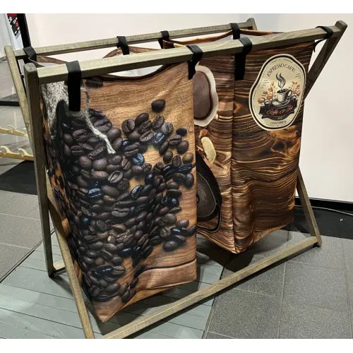 Panier de Rangement Personnalisable en Bois et Tissu - 110x50x83cm