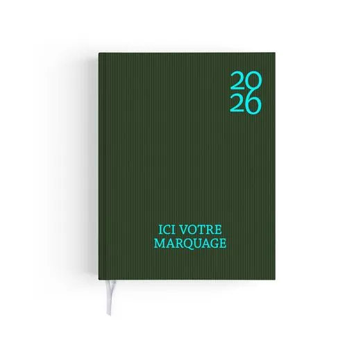 AGENDA EMBOITE HARMONIE 2026 - MINI 90 x 165 mm - COUVERTURE KAKI AVEC PELLICULAGE SOFT TOUCH - SANS MARQUAGE