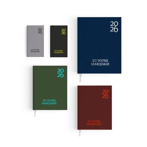 AGENDA EMBOITE HARMONIE 2026 - MINI 90 x 165 mm - COUVERTURE KAKI AVEC PELLICULAGE SOFT TOUCH - SANS MARQUAGE