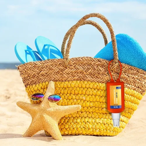 Spray Solaire SPF 50 Personnalisé 50ml avec Mousqueton - R-PET