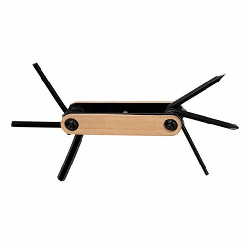Outil multifonction en bois 6-en-1 avec clés Allen personnalisable