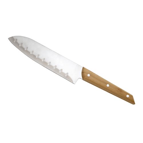 Couteau Santoku Personnalisable - Lame Alvéolée 17cm Bambou