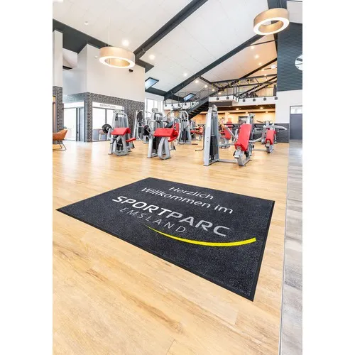 Tapis de sol personnalisé pour hall d'accueil et espace gym