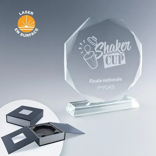 Trophée Sunflower en Verre sur Socle - Personnalisation France