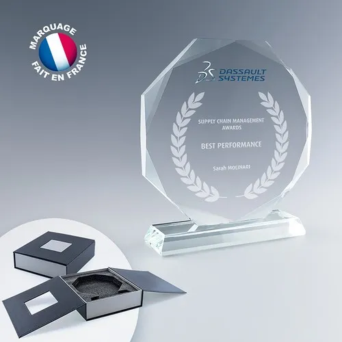 Trophée Sunflower en Verre sur Socle - Personnalisation France