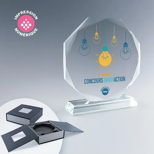 Trophée Sunflower en Verre sur Socle - Personnalisation France