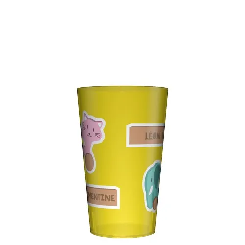 Gobelet réutilisable personnalisé 25cl jaune - Quadrichromie (Fond Wobz)