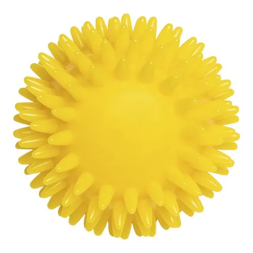 Balle de massage hérisson avec impression (78 mm, jaune), "Made in Germany"