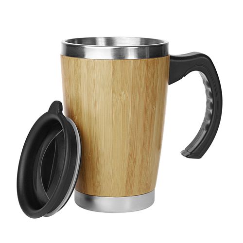 Mug Isotherme 330ml Bambou - Double Paroi Inox Personnalisable