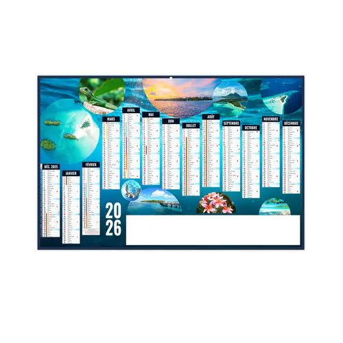 PLANETE 2026 - MAXI 650 x 405 mm - LEGER 400G RECTO SEUL - SANS MARQUAGE - 1 TROU EN TETE