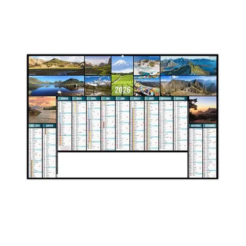 CONTINENTAL 2026 - MAXI 650 x 405 mm - LEGER 400G RECTO SEUL - SANS MARQUAGE - 1 TROU EN TETE