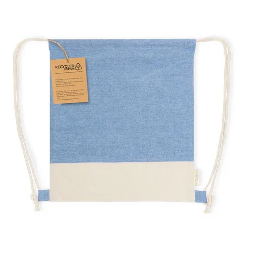 Sac à Dos à Cordon en Coton Recyclé - Bleu Royal Personnalisable