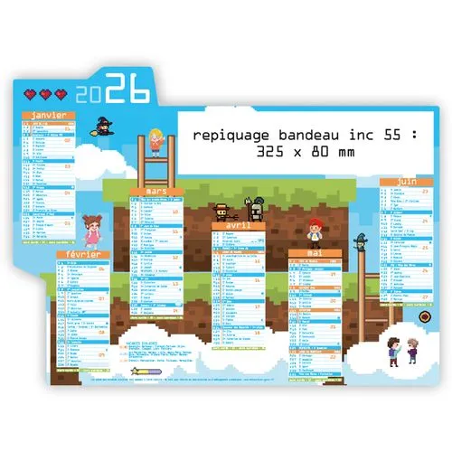 Calendrier Bancaire Personnalisé Forme Découpée 2025 - 550x405mm