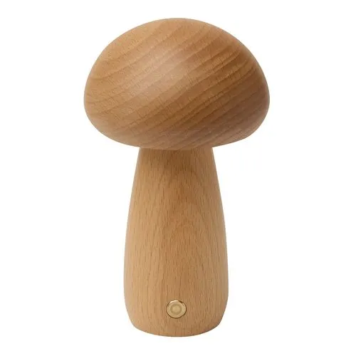 Lampe LED Champignon en Bois Personnalisable - Objet Pub Écologique