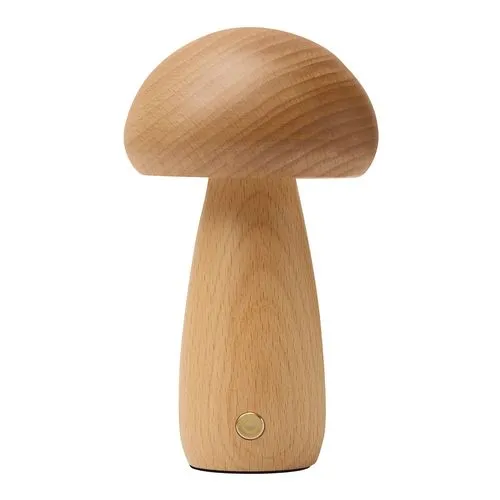Lampe LED Champignon en Bois Personnalisable - Objet Pub Écologique