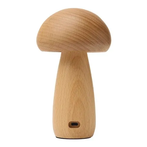 Lampe LED Champignon en Bois Personnalisable - Objet Pub Écologique