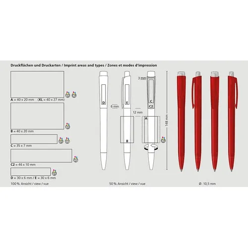 Stylo Bille Transparent Personnalisable Zeno - Encre Longue Durée