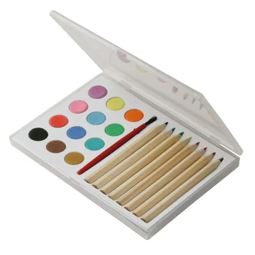 Etui de 12 crayons de couleur et 12 aquarelles