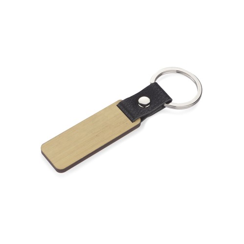 Porte-clés Bambou et Cuir Personnalisable - Objet Publicitaire Écologique