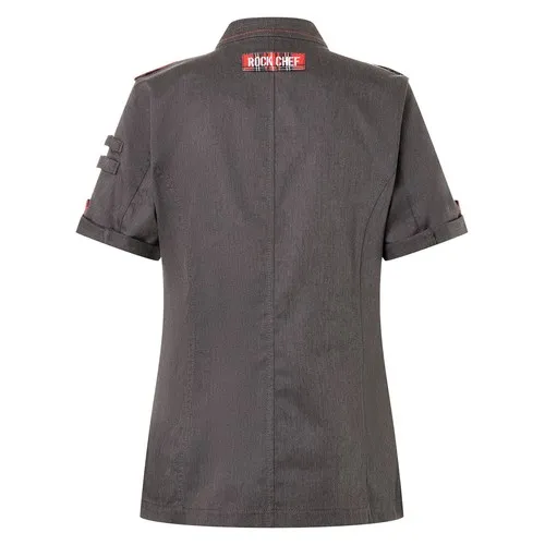 Short-Sleeve Ladies' Chef Jacket Denim-Style ROCK CHEF®-Stage2
