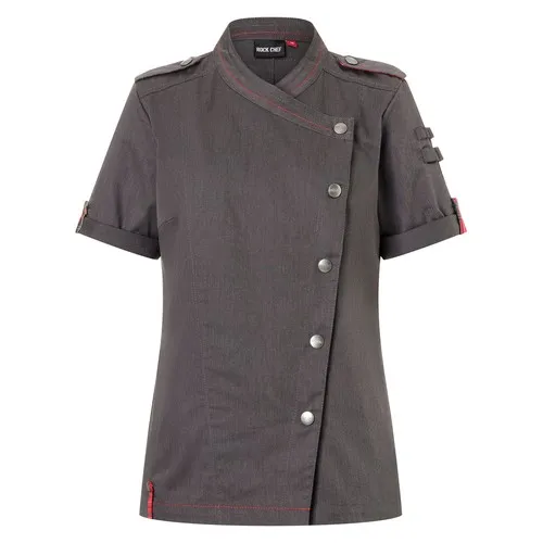 Short-Sleeve Ladies' Chef Jacket Denim-Style ROCK CHEF®-Stage2