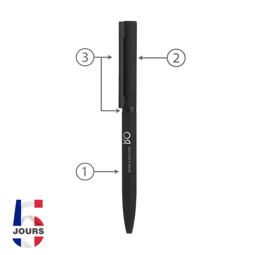 Stylo bille Sari twist métal noir STOCK FRAN