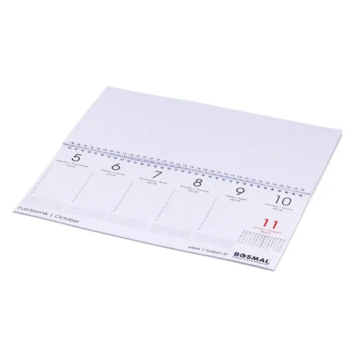 Calendrier de bureau hebdomadaire personnalisable avec spirale