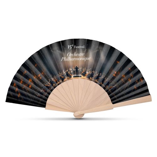 Éventail Bambou et Tissu Personnalisable - Objet Publicitaire Écologique