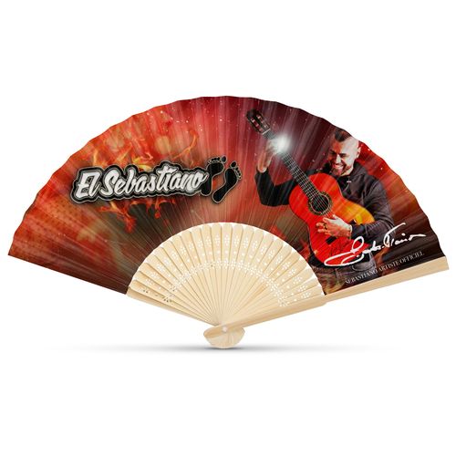 Éventail Bambou et Tissu Personnalisable - Objet Publicitaire Écologique