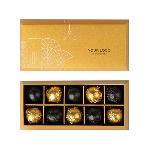 Coffret Pralines Chocolat Premium - 10 Sphères Dorées Personnalisables