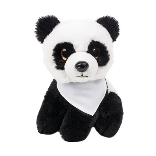Panda en peluche personnalisable avec foulard à imprimer - 14 cm