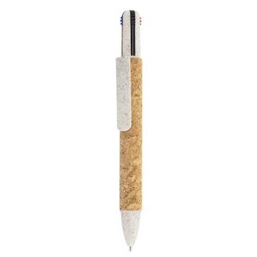 Stylo 4 Couleurs avec Mousqueton Personnalisable - Blanc