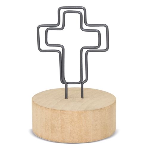 Pince Mémo Socle Bois Personnalisable - Porte-Notes de Bureau