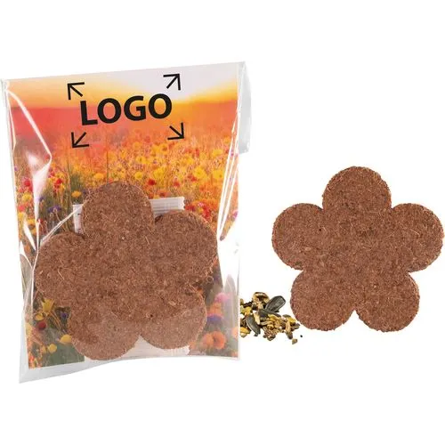 Fleur Publicitaire en Fibre de Coco avec Graines - Cadeau Écologique