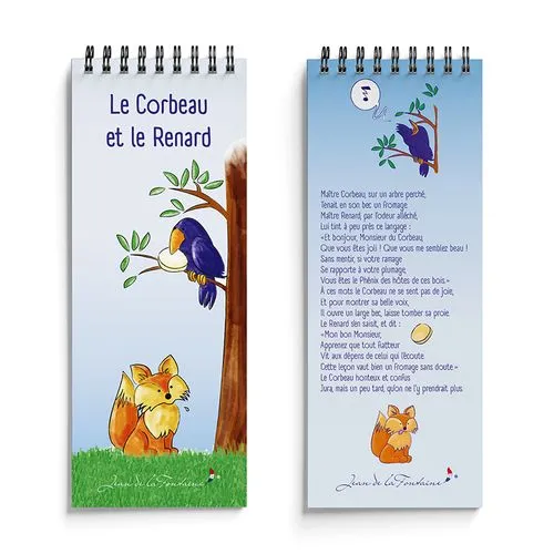 Bloc-notes spiralé illustré Le Corbeau et le Renard personnalisable